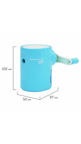 Точилка механическая BRAUBERG KIDS, для простых и цветных карандашей, корпус голубой, крепление к столу, 272005