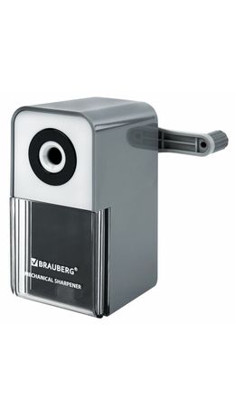 Точилка механическая BRAUBERG CLASSIC, для чернографитных и цветных карандашей, корпус светло-серый, 272002