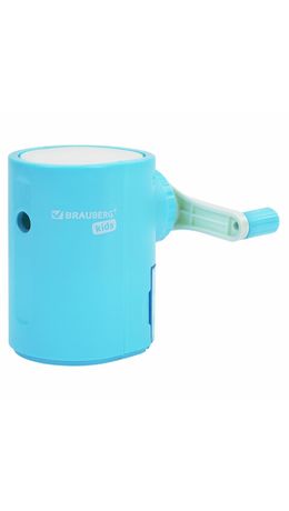 Точилка механическая BRAUBERG KIDS, для простых и цветных карандашей, корпус голубой, крепление к столу, 272005