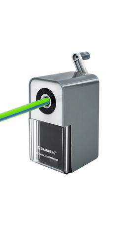 Точилка механическая BRAUBERG CLASSIC, для чернографитных и цветных карандашей, корпус светло-серый, 272002