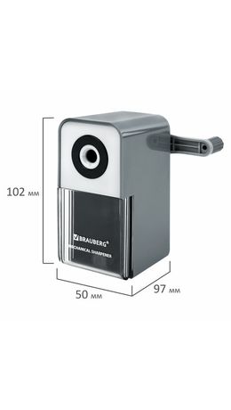 Точилка механическая BRAUBERG CLASSIC, для чернографитных и цветных карандашей, корпус светло-серый, 272002