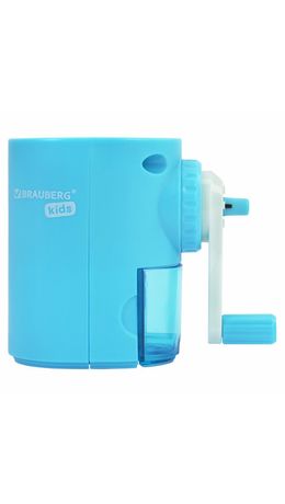 Точилка механическая BRAUBERG KIDS, для простых и цветных карандашей, корпус голубой, крепление к столу, 272005