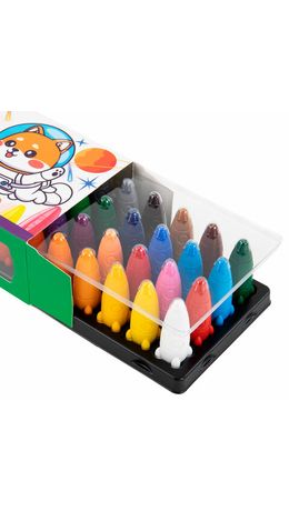 Восковые мелки фигурные BRAUBERG KIDS "РАКЕТА", НАБОР 36 цветов + НАКЛЕЙКИ В ПОДАРОК, 273084