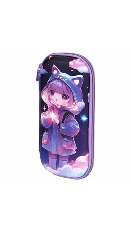 Пенал ЮНЛАНДИЯ, 1 отделение, 1 откидная планка, карман, EVA покрытие soft-touch, 22х10х5 см, "Sky Girl", 273183