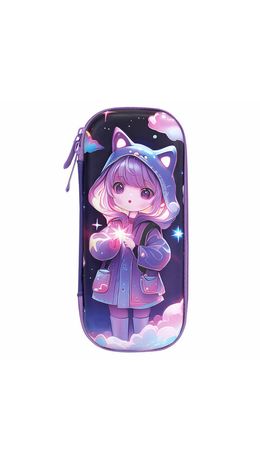 Пенал ЮНЛАНДИЯ, 1 отделение, 1 откидная планка, карман, EVA покрытие soft-touch, 22х10х5 см, "Sky Girl", 273183