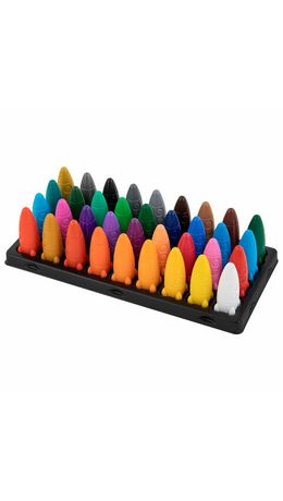 Восковые мелки фигурные BRAUBERG KIDS "РАКЕТА", НАБОР 36 цветов + НАКЛЕЙКИ В ПОДАРОК, 273084