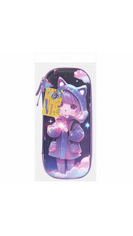 Пенал ЮНЛАНДИЯ, 1 отделение, 1 откидная планка, карман, EVA покрытие soft-touch, 22х10х5 см, "Sky Girl", 273183