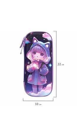 Пенал ЮНЛАНДИЯ, 1 отделение, 1 откидная планка, карман, EVA покрытие soft-touch, 22х10х5 см, "Sky Girl", 273183