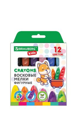 Восковые мелки фигурные BRAUBERG KIDS "Батоны", 12 цветов, 273093