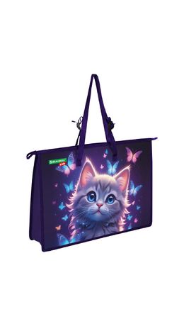 Папка для рисунков и чертежей с регулируемыми ручками BRAUBERG KIDS А3, 1 отделение, карман внутри, "Curious cat", 273414