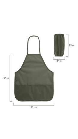 Фартук с нарукавниками для уроков труда ПИФАГОР, 3 кармана, стандартный размер, 44x55 см, хаки, 273756