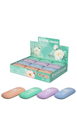 Ластик ERICH KRAUSE "Pastel Bloom", 22х22х17 мм, овальный, ассорти, 60772