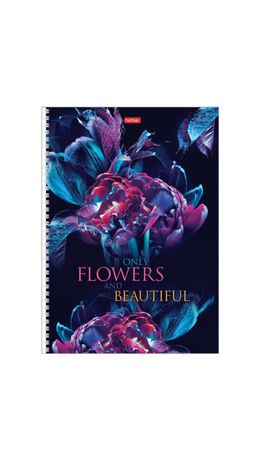 Тетрадь А4 96 л., HATBER, гребень, клетка, обложка картон, "Beautiful flowers" (микс в спайке), 086261, 96Т4В1гр