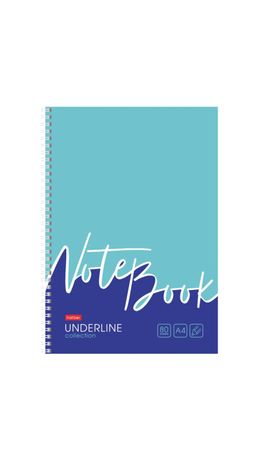 Тетрадь А4 80 л., HATBER, гребень, клетка, обложка картон, жесткая подложка, "Underline" (микс), 077006, 80Т4В1гр