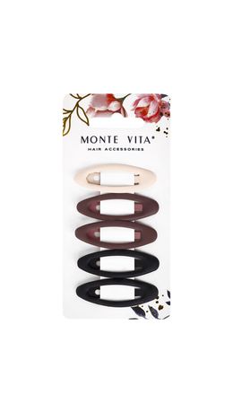 Заколки для волос НАБОР 5 шт., 5 см, клик-клак, матовые, ассорти, MONTE VITA, 457078