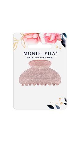 Краб для волос 5,2 см, с глиттером, розовый, MONTE VITA, 457021