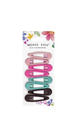 Заколки для волос НАБОР 8 шт., 5 см, клик-клак, soft touch, разные цвета, MONTE VITA, 457092