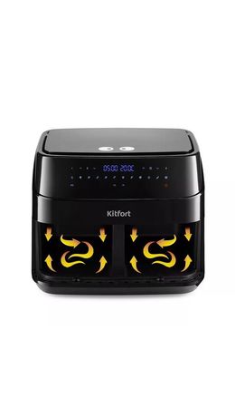 Аэрогриль KITFORT КТ-2250, 1750 Вт, 2х4,5 л, 12 программ, таймер, сенсорное управление, черный