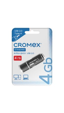 Флеш-диск 4GB CROMEX Standard USB 2.0, черный, 514156