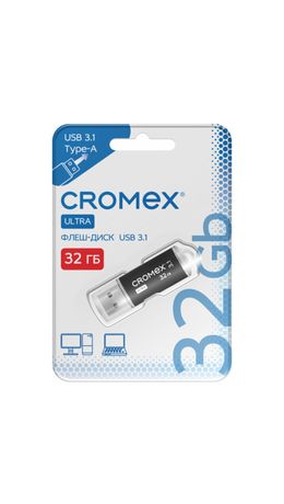 Флеш-диск 32GB CROMEX Ultra USB 3.1, металлический корпус, черный, 514163