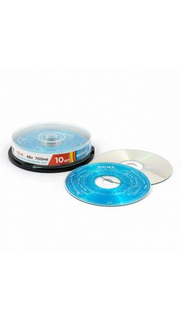 Диски CD-R MIREX, 700 Мб 48x Cake Box (упаковка на шпиле), КОМПЛЕКТ 10 шт, UL120051A8, UL120051A8L