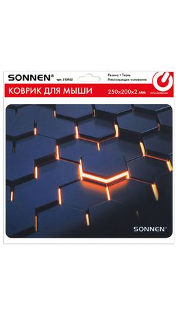 Коврик для мыши SONNEN "HOT CELLS" резина + ткань, 250х200х2 мм, 513955
