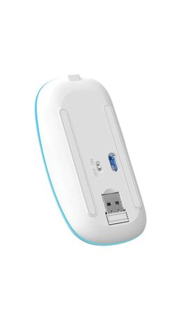 Мышь беспроводная DEFENDER Coda MB-261, 2.4 ГГц + BT, радужная подсветка, 3 кнопки + 1 колесо, 300 мАч, голубая, 52263
