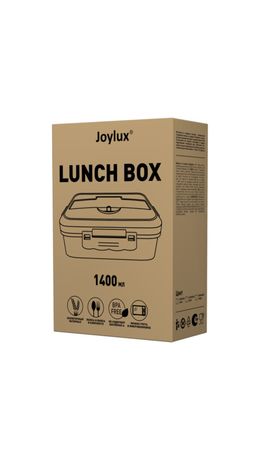 Ланч-бокс контейнер 3 отделения 1,4л ложка, вилка, 8х21х14см, мятный, JOYLUX ECO, 609344