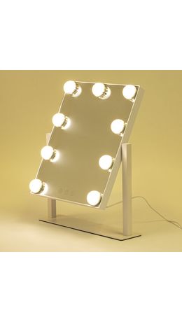 Зеркало для макияжа гримерное с подсветкой, 9 LED-ламп, 3 режима свечения, размер 25х30 см, работа от сети 220 V, цвет белый, BRABIX, 609335