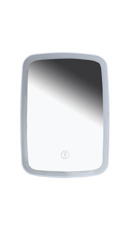 Зеркало настольное с LED-подсветкой для макияжа, 24х17 см, 3 режима свечения, аккумулятор 800 mAh, цвет белый, WBZ, 609333