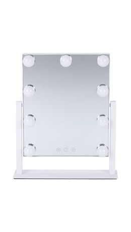 Зеркало для макияжа гримерное с подсветкой, 9 LED-ламп, 3 режима свечения, размер 25х30 см, работа от сети 220 V, цвет белый, BRABIX, 609335