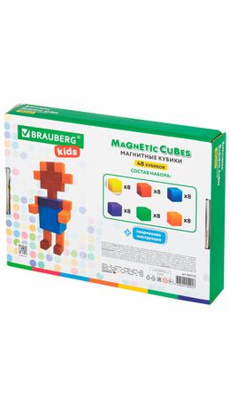 Магнитный конструктор MAGNETIC CUBES "КУБИЧЕСКИЙ", 48 магнитных кубиков, BRAUBERG KIDS, 665723