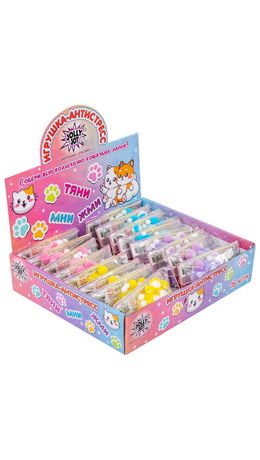 Игрушка-антистресс "ДВУХЦВЕТНАЯ КОШАЧЬЯ ЛАПКА С ПОМПОНАМИ", 7х6 см, ассорти 4 вида, дисплей, JOLLY JOT (ДЖОЛЛИ ДЖОТ), 665768