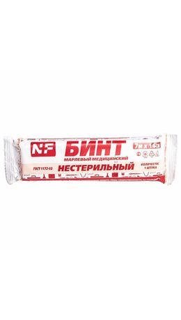 Бинт марлевый нестерильный 14 см х 7 м, плотность 32 (±2) г/м2, индивидуальная упаковка, NF