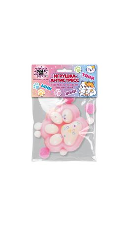 Игрушка-антистресс "ДВУХЦВЕТНАЯ КОШАЧЬЯ ЛАПКА С ПОМПОНАМИ", 7х6 см, ассорти 4 вида, дисплей, JOLLY JOT (ДЖОЛЛИ ДЖОТ), 665768