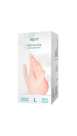 Перчатки виниловые смотровые 50 пар (100 штук), размер L (большой), прозрачные SAF&TY, ЧЗ