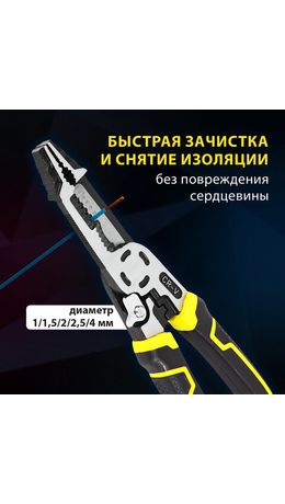 Плоскогубцы многофункциональные 15 в 1, 225 мм, CR-V – хромванадиевая сталь, ГРАНДМАСТЕР, PL-225, 671258
