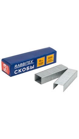 Степлер мебельный стальной, тип скобы 53, высота скоб 4-8 мм, 200 скоб 8 мм в комплекте, RABBITEX, 671322