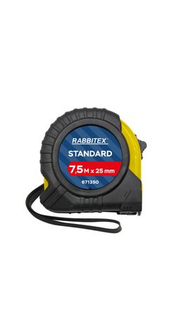 Рулетка измерительная 7,5м х 25мм, обрезиненный корпус, с фиксатором, RABBITEX Standard, 671350