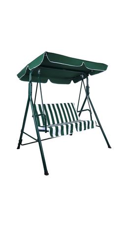 Качели садовые DASWERK "RELAX SC-001", 2 места, Ш140хГ110хВ153 см, мягкое сиденье, зеленый/белый, 680050