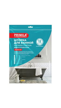 Шторка для ванной ПОЛИЭСТЕР, 180х180см, кольца в комплекте, БЕЛЫЙ БРИЛЛИАНТ, PRIMILA, 700087