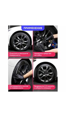 Полироль-очиститель для шин и резины, 600 мл, GRASS BLACK RUBBER, триггер, 110384