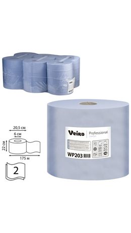 Бумага протирочная/полотенца VEIRO (W1/W2/W3), комплект 6 шт., 175 м, с центральной вытяжкой, 2-слойная, Comfort, WP203