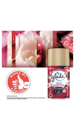 Сменный баллон 269 мл, GLADE "Пион и сочные ягоды" для автоматических освежителей, 864977
