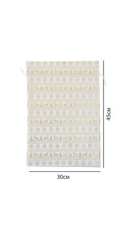 Подарочный мешок (1шт) новогодний, 30х45см, "X-Mas Pattern", под лён, фольга, ЗОЛОТАЯ СКАЗКА, 592536