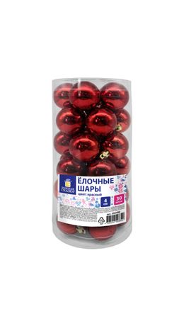 Шары ёлочные 30 шт, 4 см, "Solid Color", пластик, КРАСНЫЕ, глянец, ЗОЛОТАЯ СКАЗКА, 592496