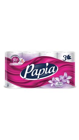 Бумага туалетная быт., спайка 8 шт., 3-слойная (8х16,5 м), PAPIA, аромат Балийский цв, 5080738