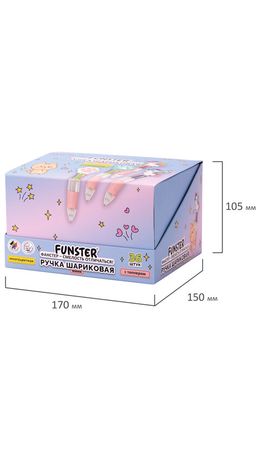 Ручка мини многоцветная с топпером шариковая автоматическая 4 ЦВЕТА FUNSTER (ФАНСТЕР) "MIX", ассорти, узел 0,7 мм, письма 0,35, 144378