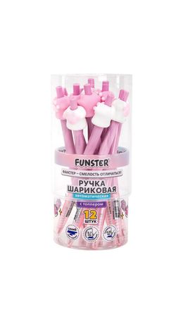 Ручка с топпером шариковая автоматическая FUNSTER (ФАНСТЕР) "CAT PAW", СИНЯЯ, ассорти, пишущий узел 0,7 мм, линия письма 0,35 мм, 144376