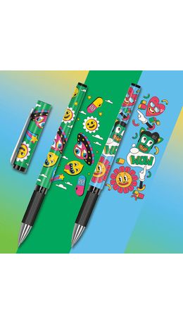 Ручка шариковая с грипом FUNSTER (ФАНСТЕР) GRIP "Cartoon", СИНЯЯ, пишущий узел 0,7 мм, линия письма 0,35 мм, 144395